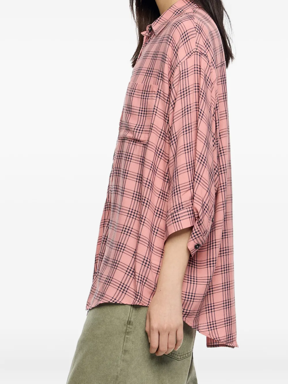 Bimba y Lola Geruit blouse met borstzak Roze