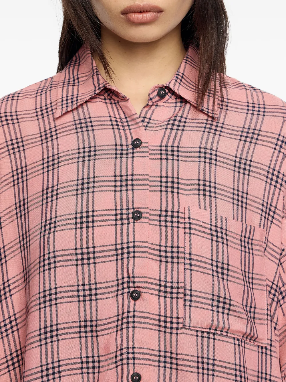 Bimba y Lola Geruit blouse met borstzak Roze