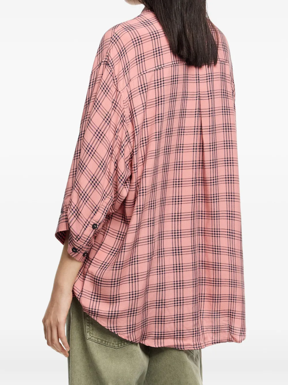Bimba y Lola Geruit blouse met borstzak Roze