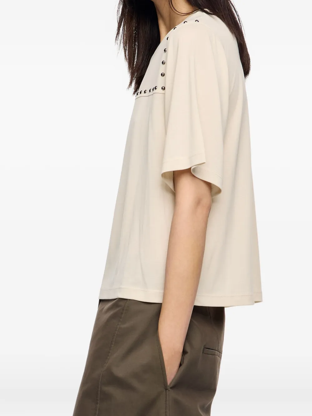 Bimba Y Lola Stud-embellished Short-sleeve T-shirt In Neutral