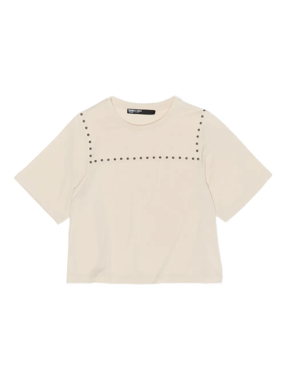 Bimba Y Lola Stud-embellished Short-sleeve T-shirt In Neutral