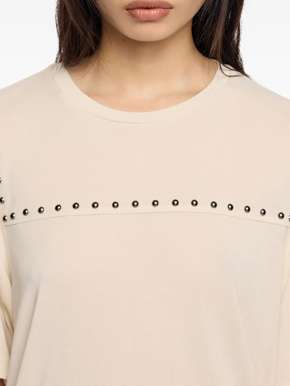 Bimba Y Lola Stud-embellished Short-sleeve T-shirt In Neutral