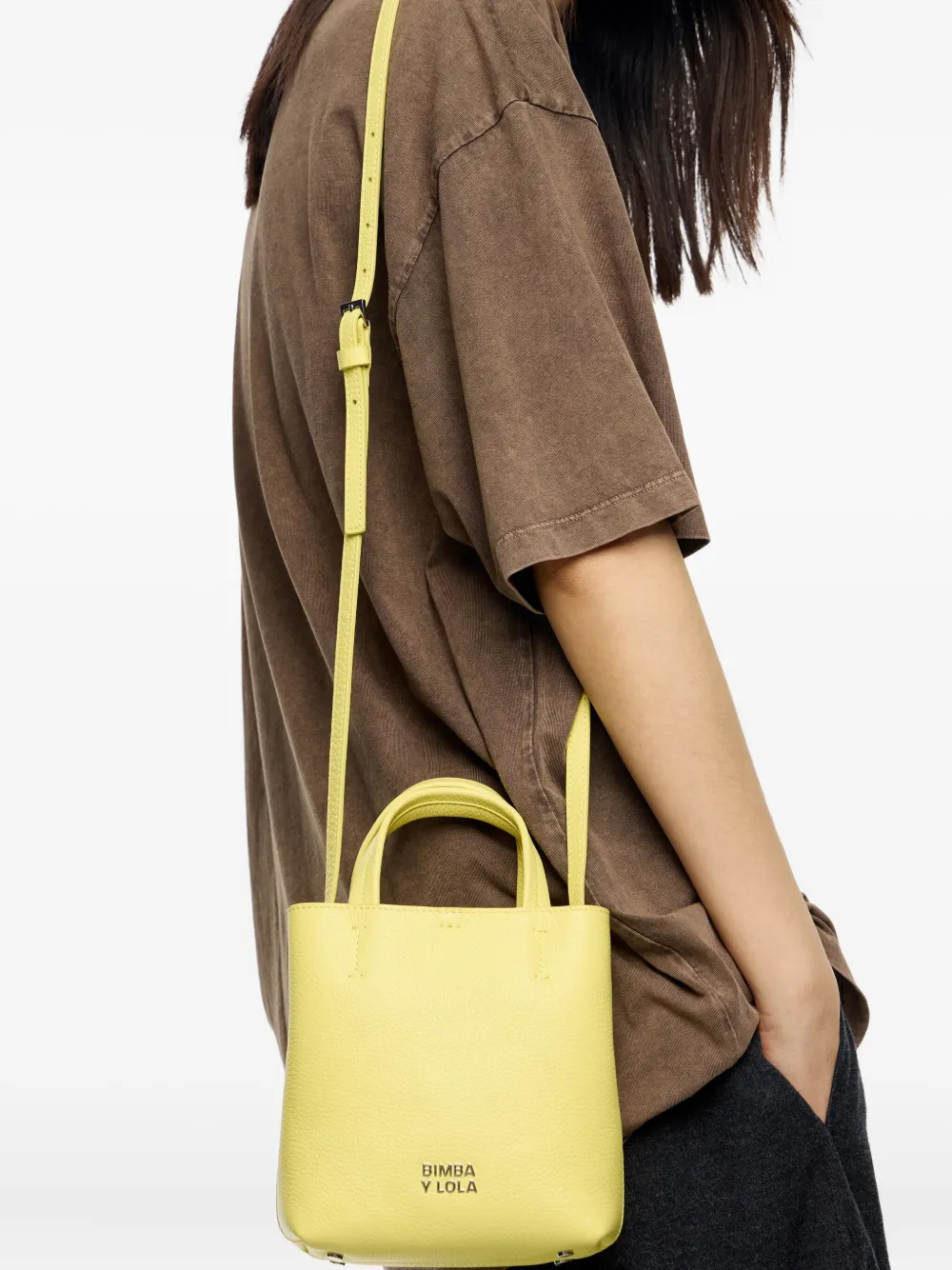 Bimba y Lola Leren shopper Geel