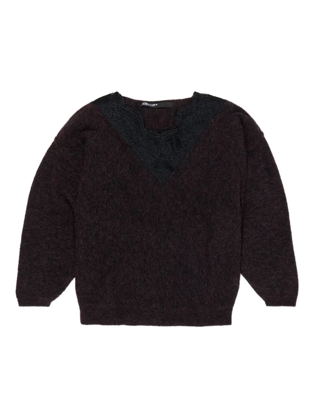 Bimba Y Lola Lace-insert Sweater In Burgundy