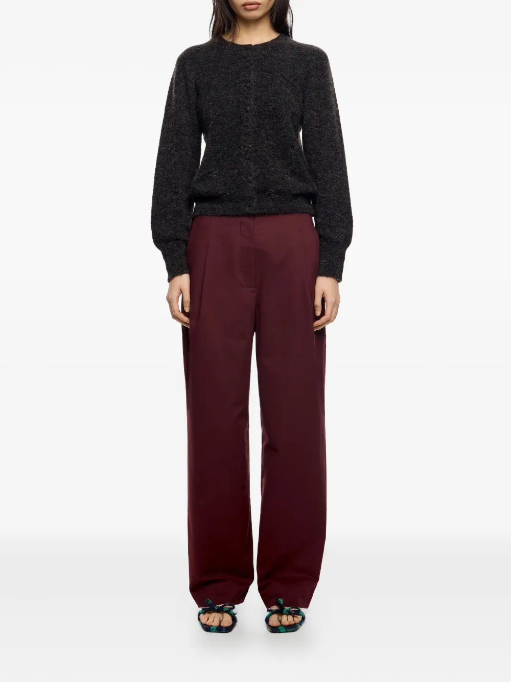 Bimba Y Lola Pleated-front Trousers In Burgundy