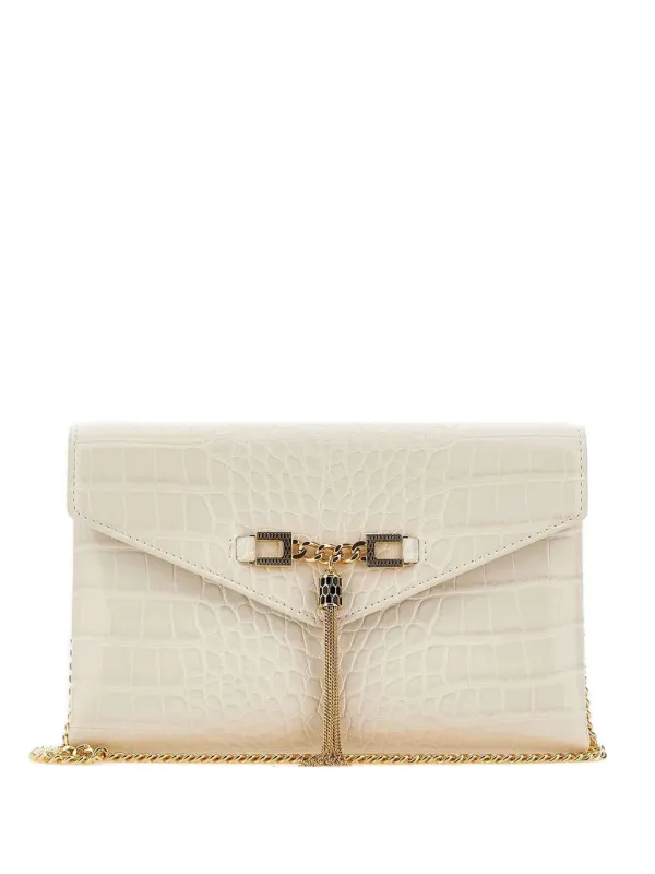 Elisabetta Franchi croc-embossed Chain Clutch White FARFETCH AU