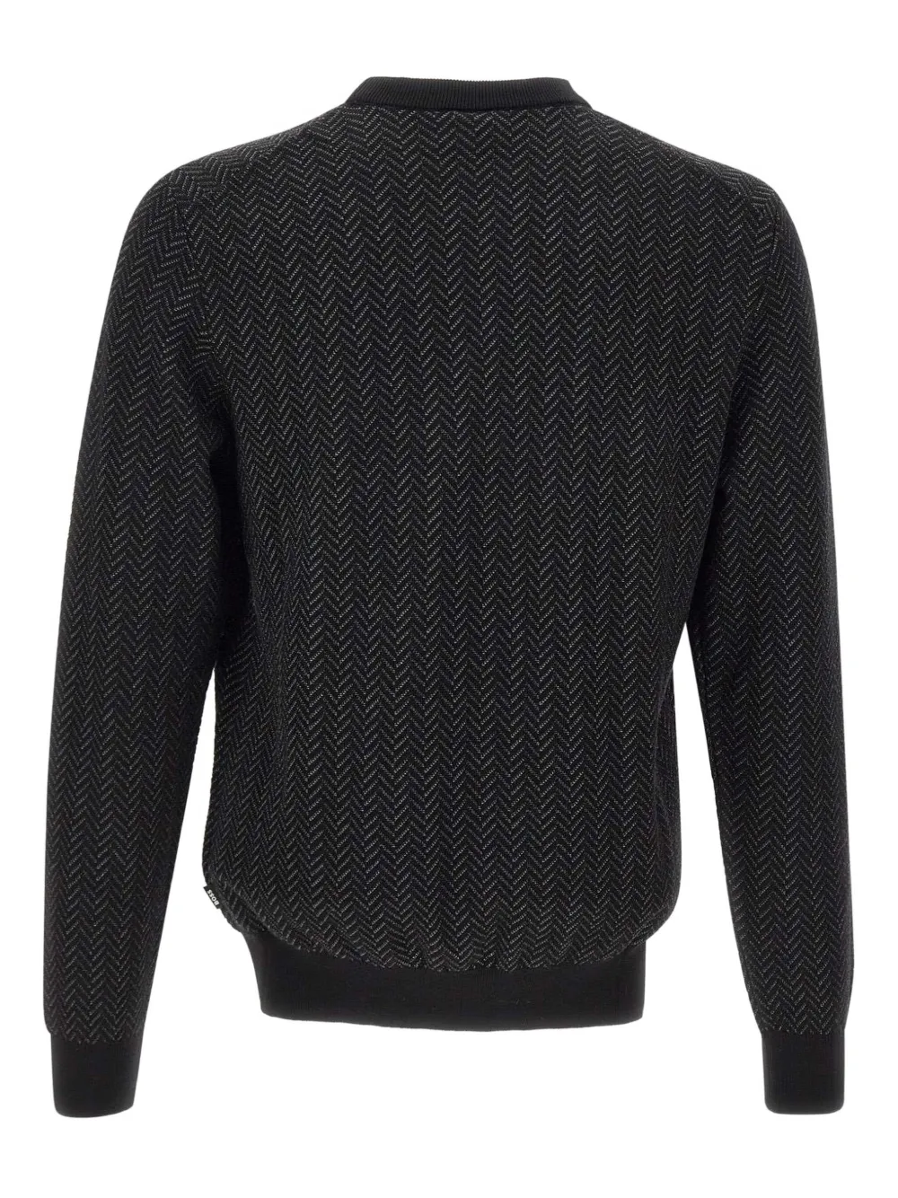 BOSS Trui met ronde hals en visgraatpatroon Zwart