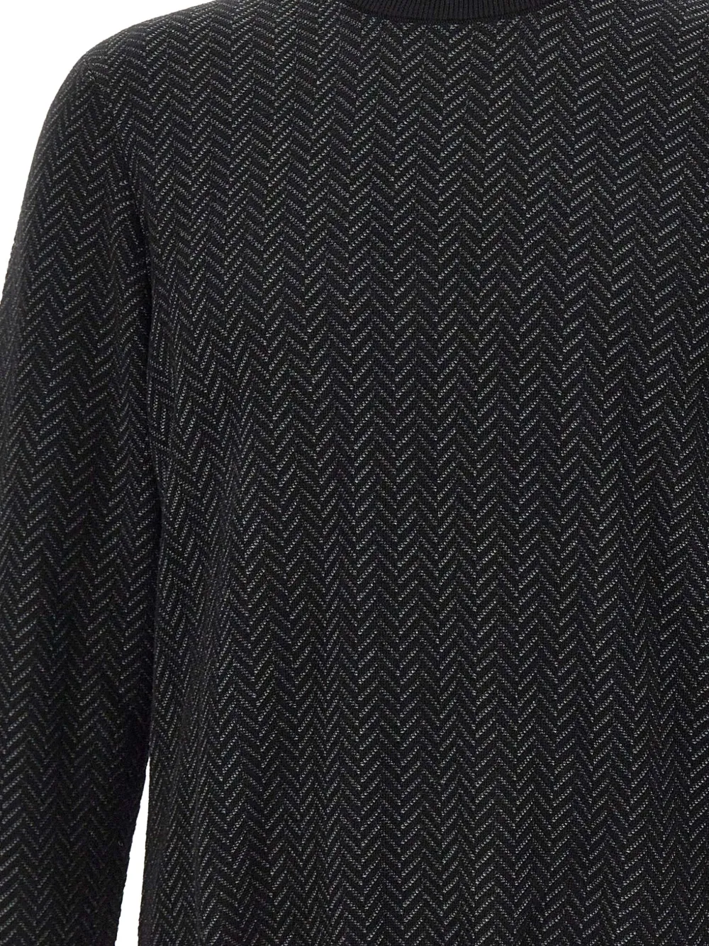 BOSS Trui met ronde hals en visgraatpatroon Zwart
