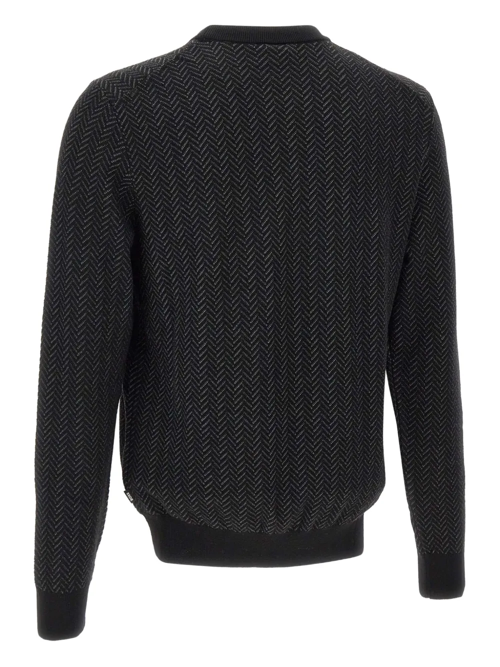 BOSS herringbone crew-neck sweater - Zwart