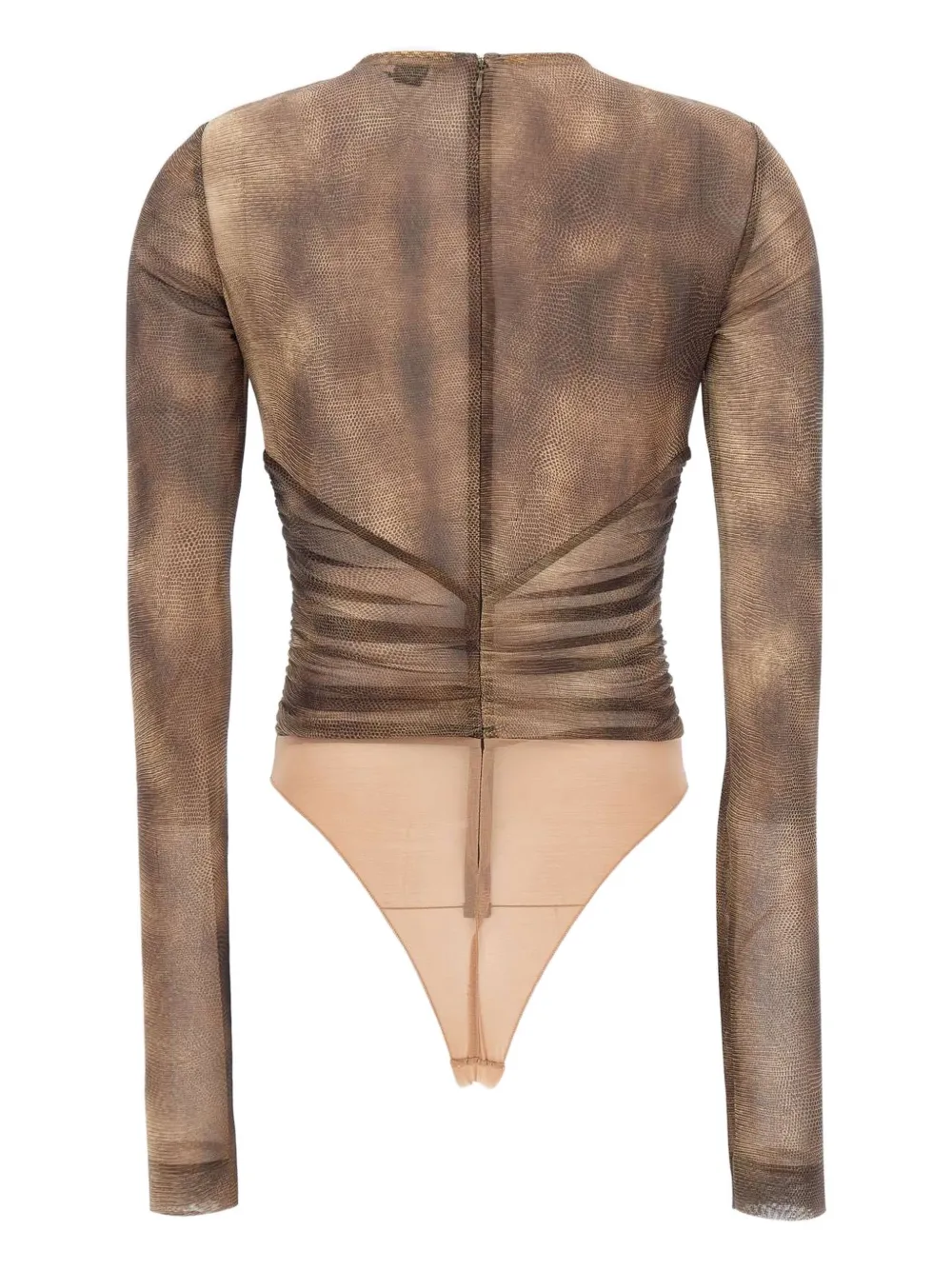 Elisabetta Franchi snakeskin-print gathered bodysuit - Beige
