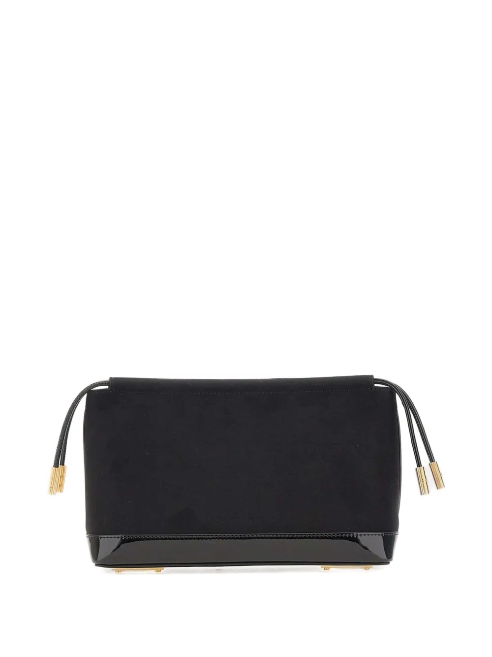 Elisabetta Franchi drawstring patent-trim clutch bag - Zwart
