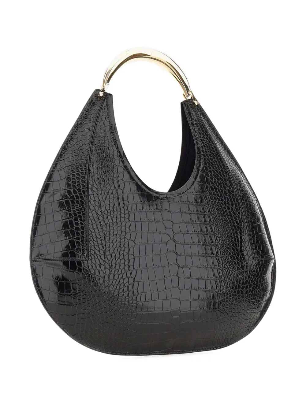 Elisabetta Franchi large crocodile-embossed jewel-handle tote bag - Zwart