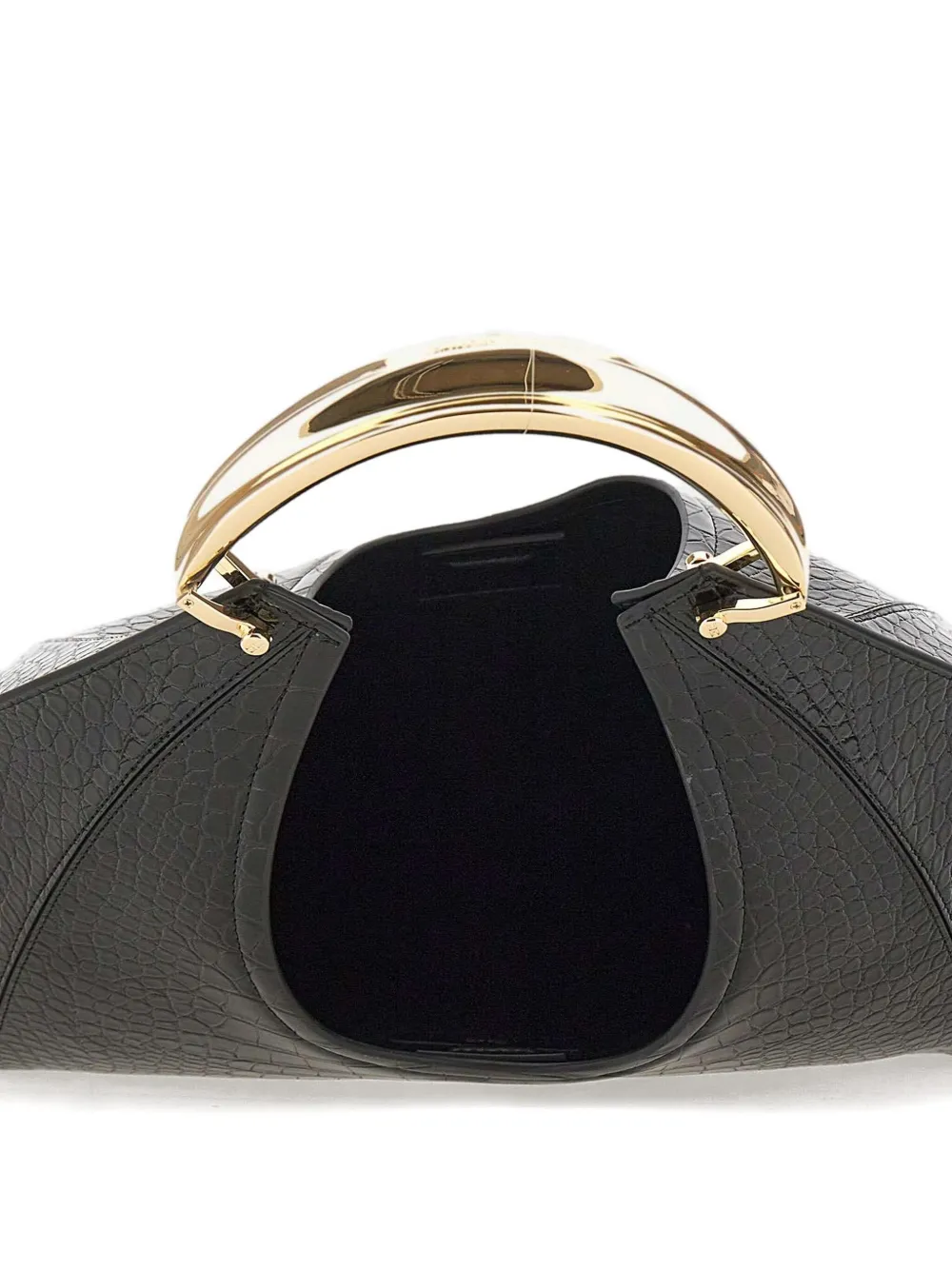 Elisabetta Franchi Large Crocodile-embossed Jewel-handle Tote Bag In Black