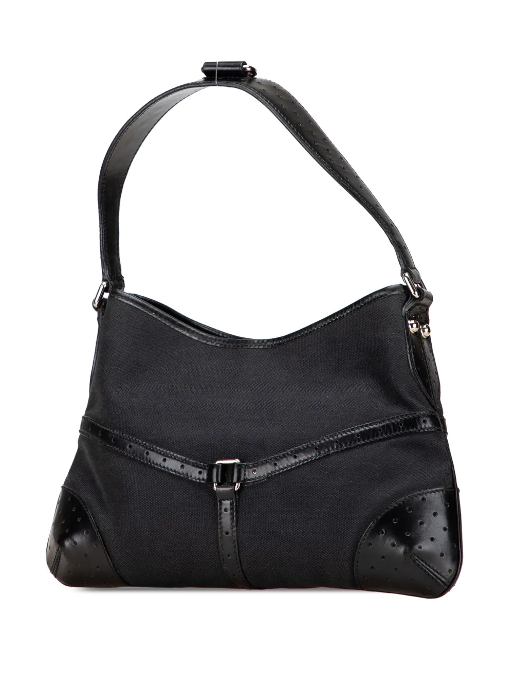 Pre-owned Gucci 2000-2015 Canvas Reins Hobo Bag In Black