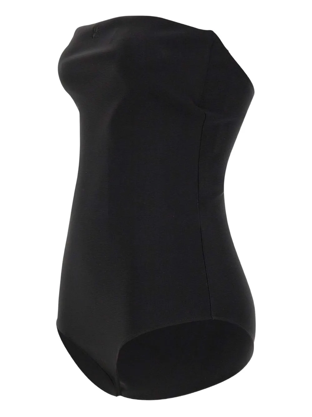 Courrèges Logo-embroidered Strapless Bodysuit In Black