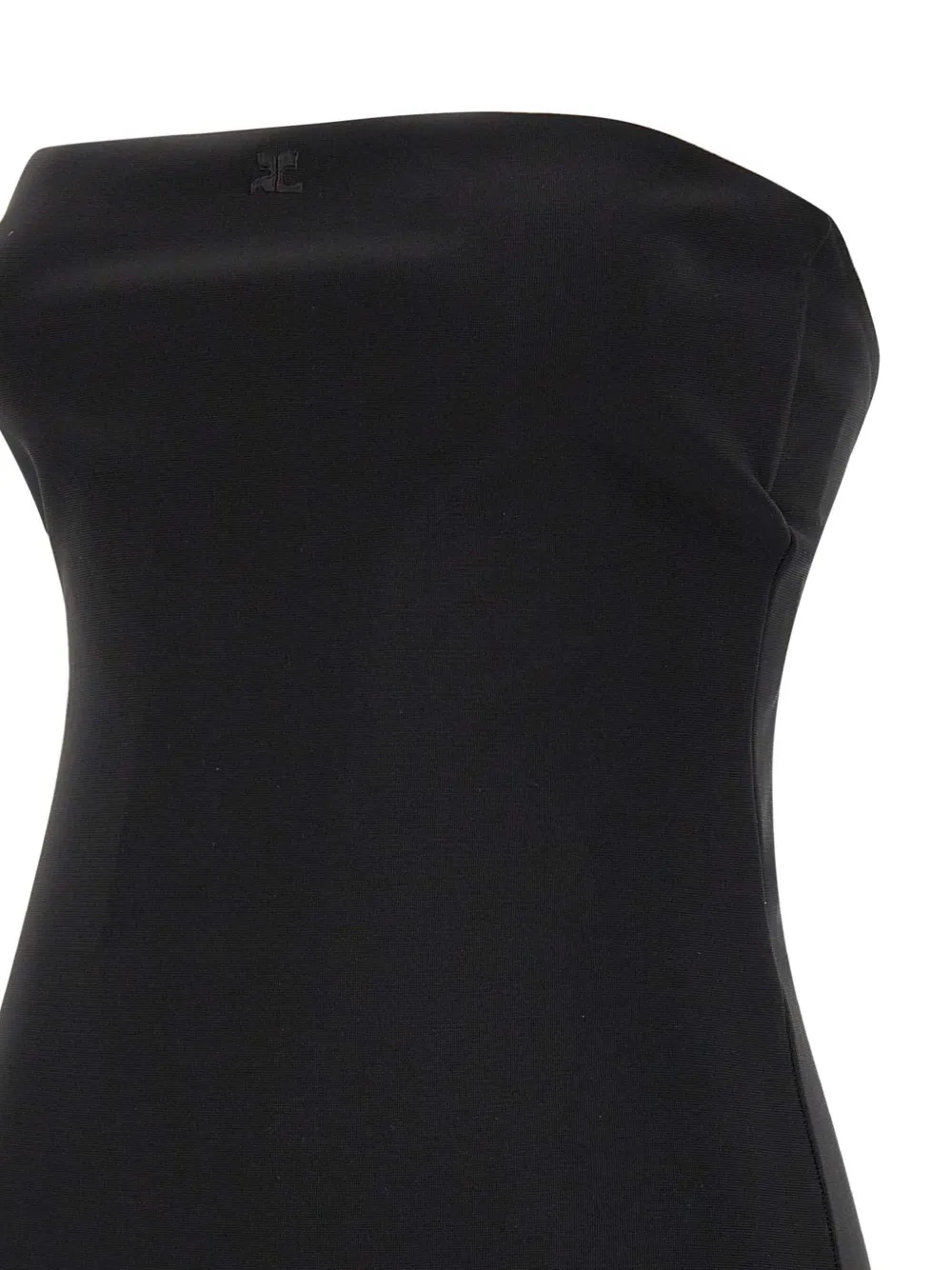 Courrèges Logo-embroidered Strapless Bodysuit In Black