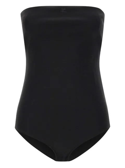 Courrèges body strapless con logo bordado