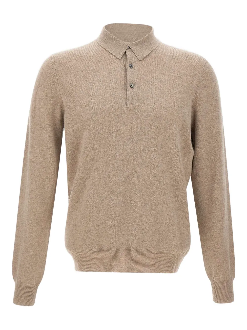 Gran Sasso long-sleeve ribbed-trim polo shirt | Neutrals | Image 1