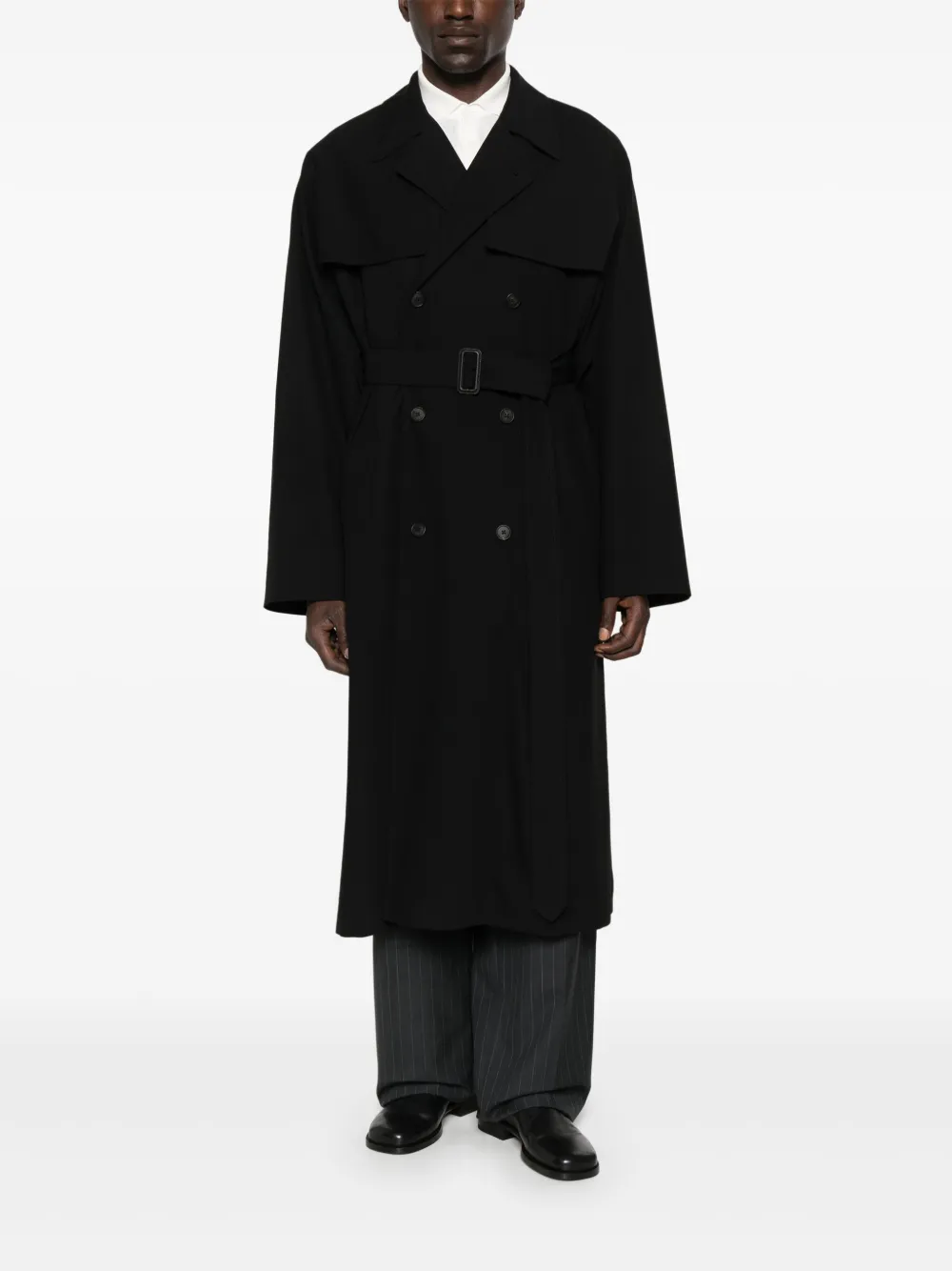 The Row Belted Double-breasted Coat In Black