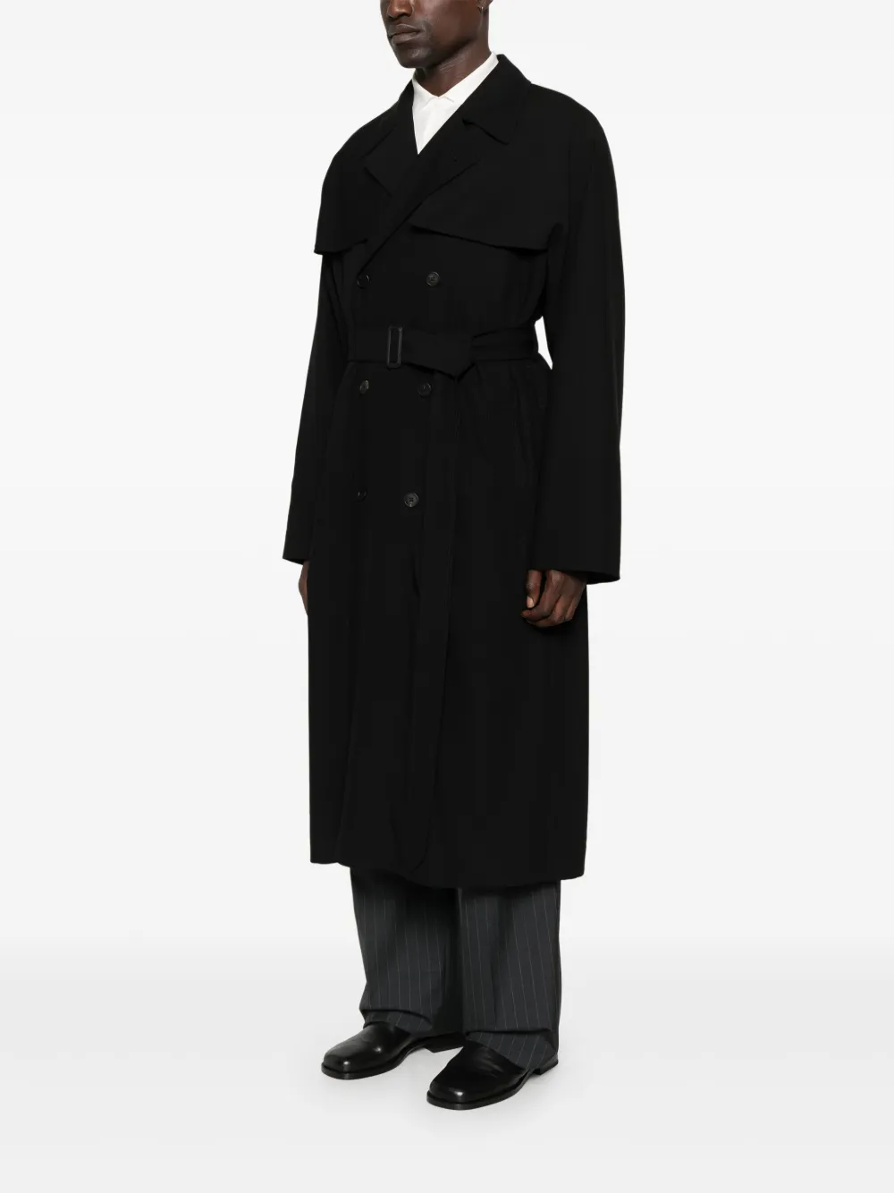 The Row Belted Double-breasted Coat In Black