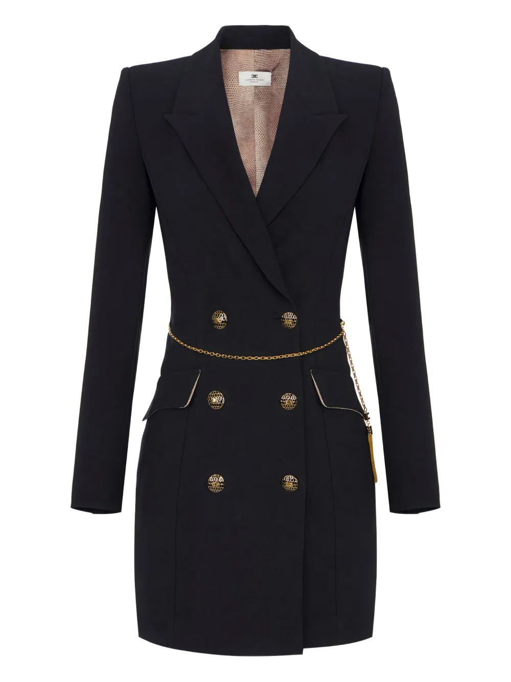 Elisabetta Franchi chain-embellished double-breasted dress | Black | Image 1