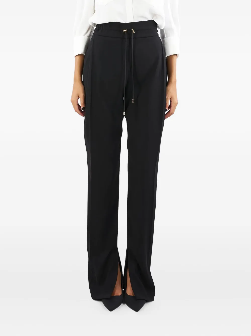 Elisabetta Franchi drawstring split-ankle trousers | Black | Image 1