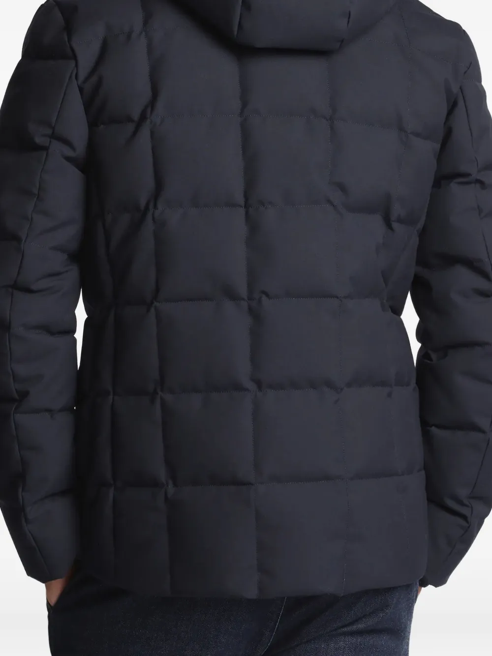 Fay Quilted Hooded Pea Coat In Blue