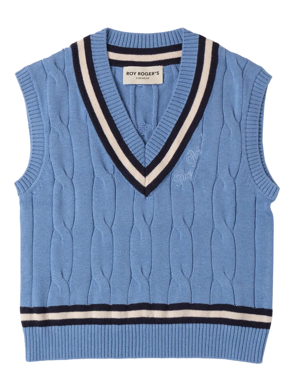 Roy Rogers Kids cable-knit V-neck vest - Blu