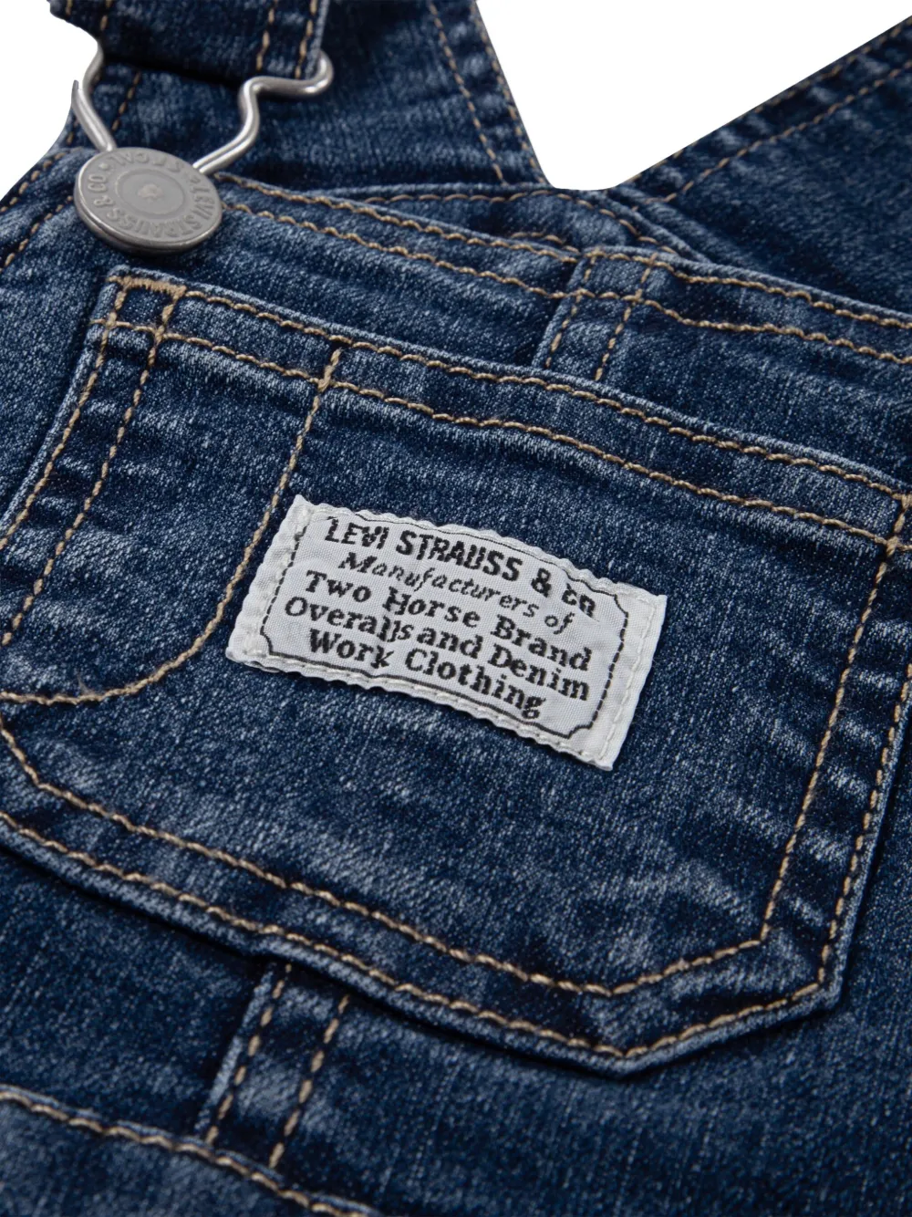 Levi's Kids Tuinbroek met borstzak en logo Blauw