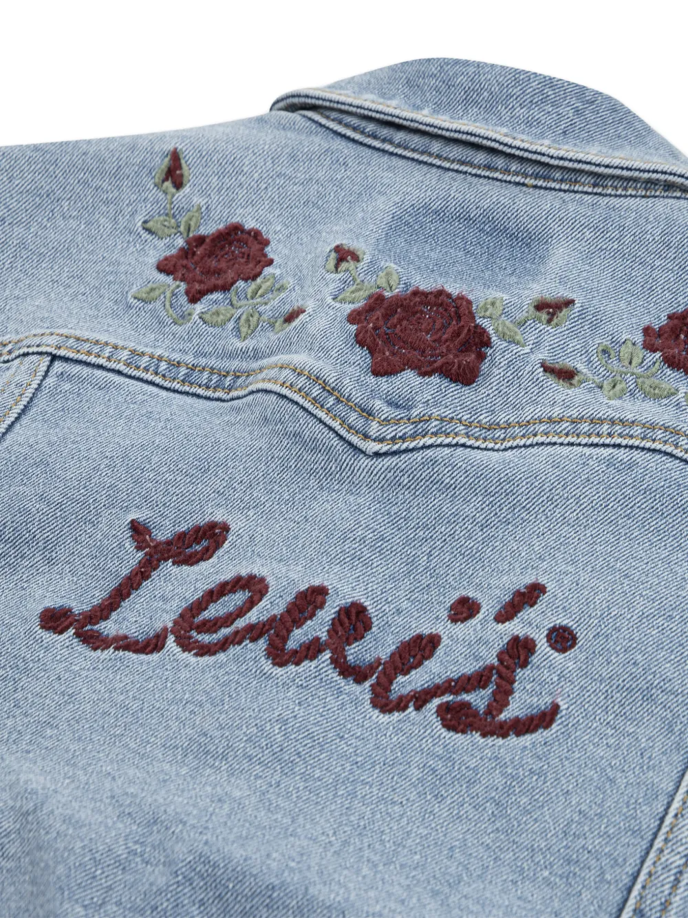  Levi's Kids Floral-embroidered Jacket - Blue 