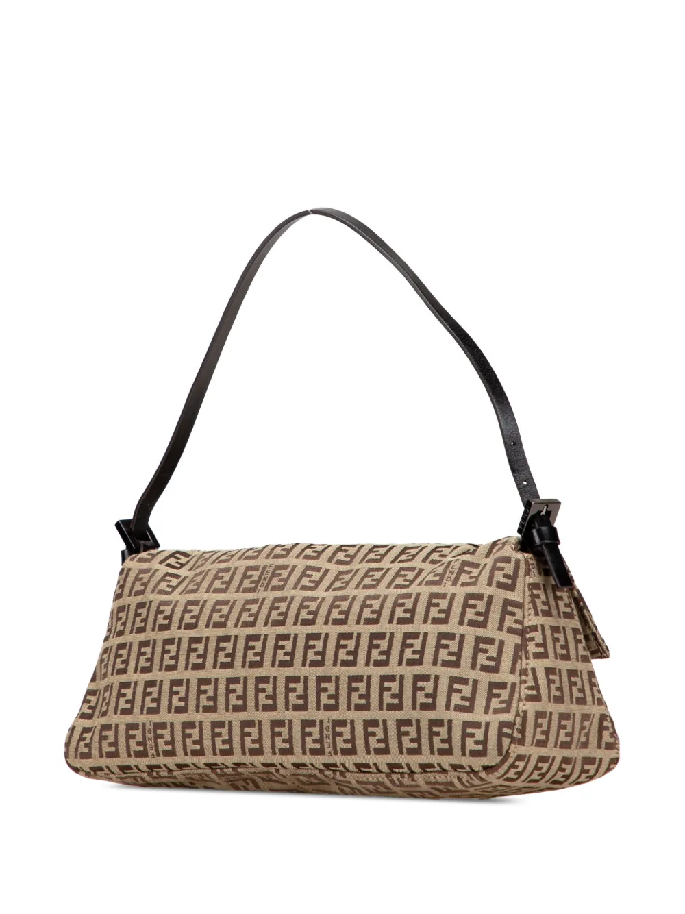 Pre-owned Fendi 20th Century Zucchino Canvas Baguette Shoulder Bag In Brown