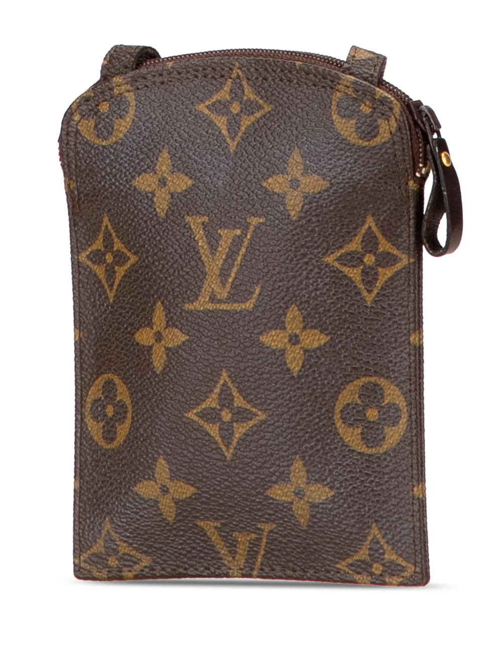 Pre-owned Louis Vuitton 1988 Monogram Pochette Secret Passport Holder Crossbody Bag In Brown