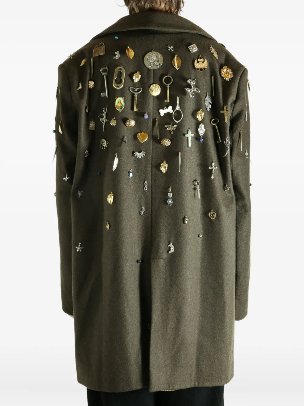 Emergency Room Embellished Double-breasted Coat In Green
