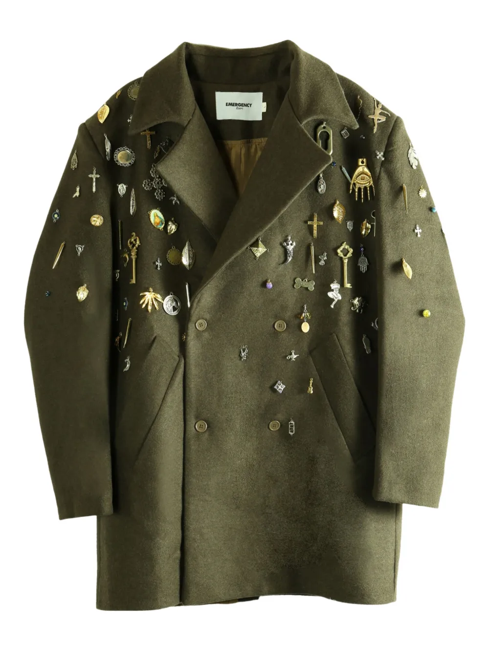 Emergency Room embellished double-breasted coat | Green | Image 1