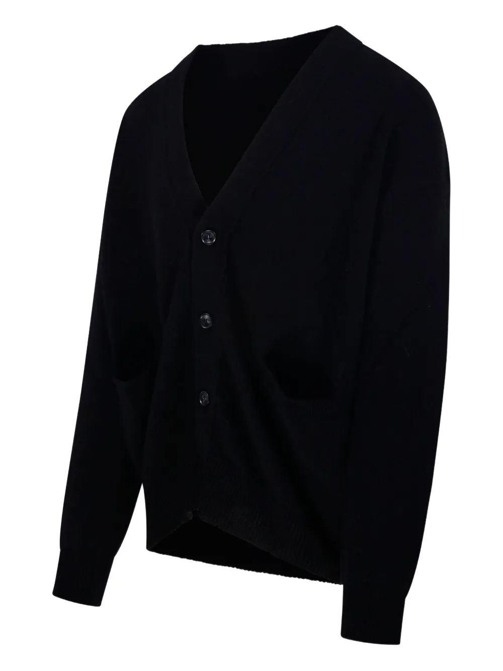 A Paper Kid Buttoned Patch-pocket Cardigan In Black