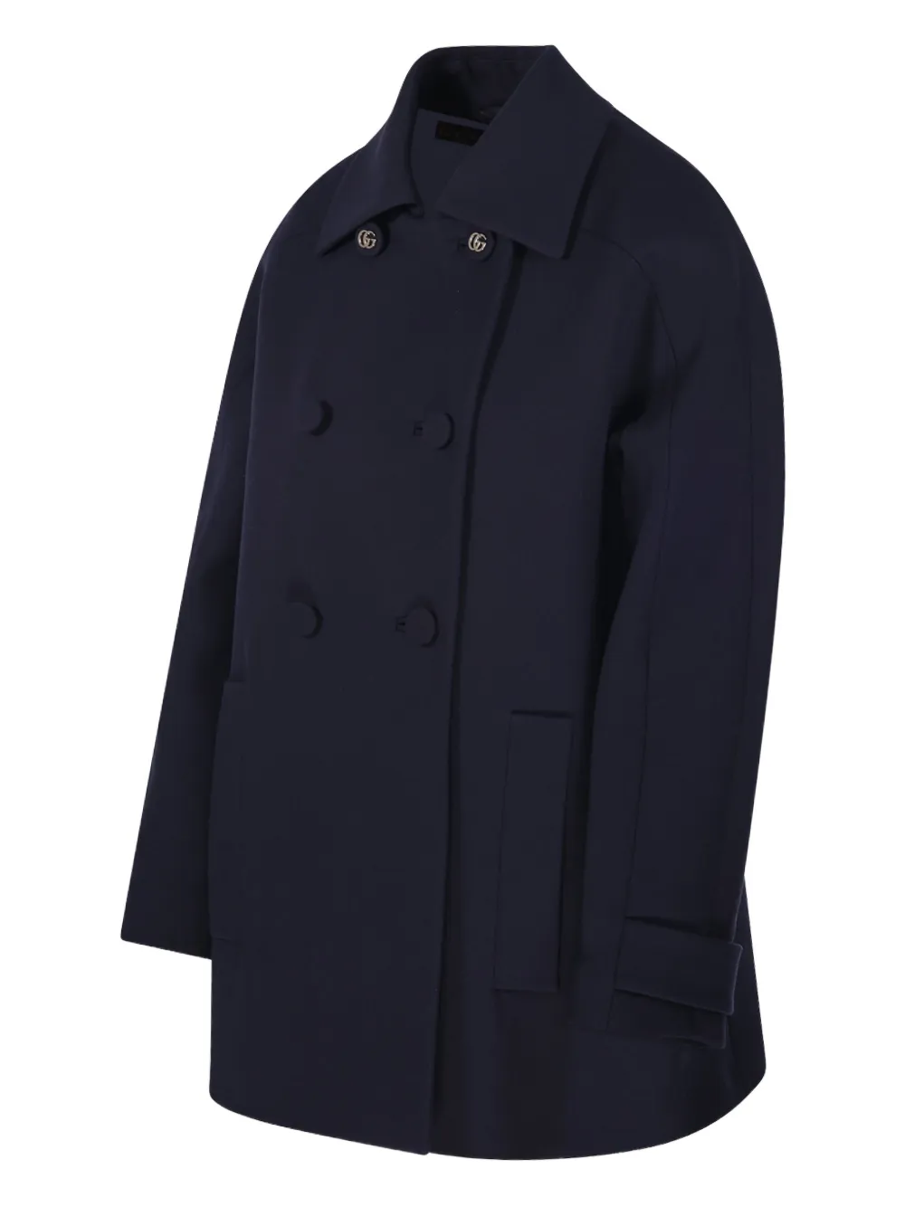 Gucci Double-breasted Buttoned Coat In Blue