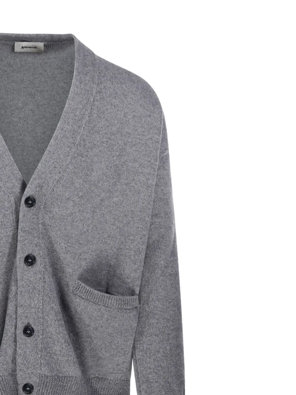 A Paper Kid Patch Pocket V-neck Cardigan In Gray