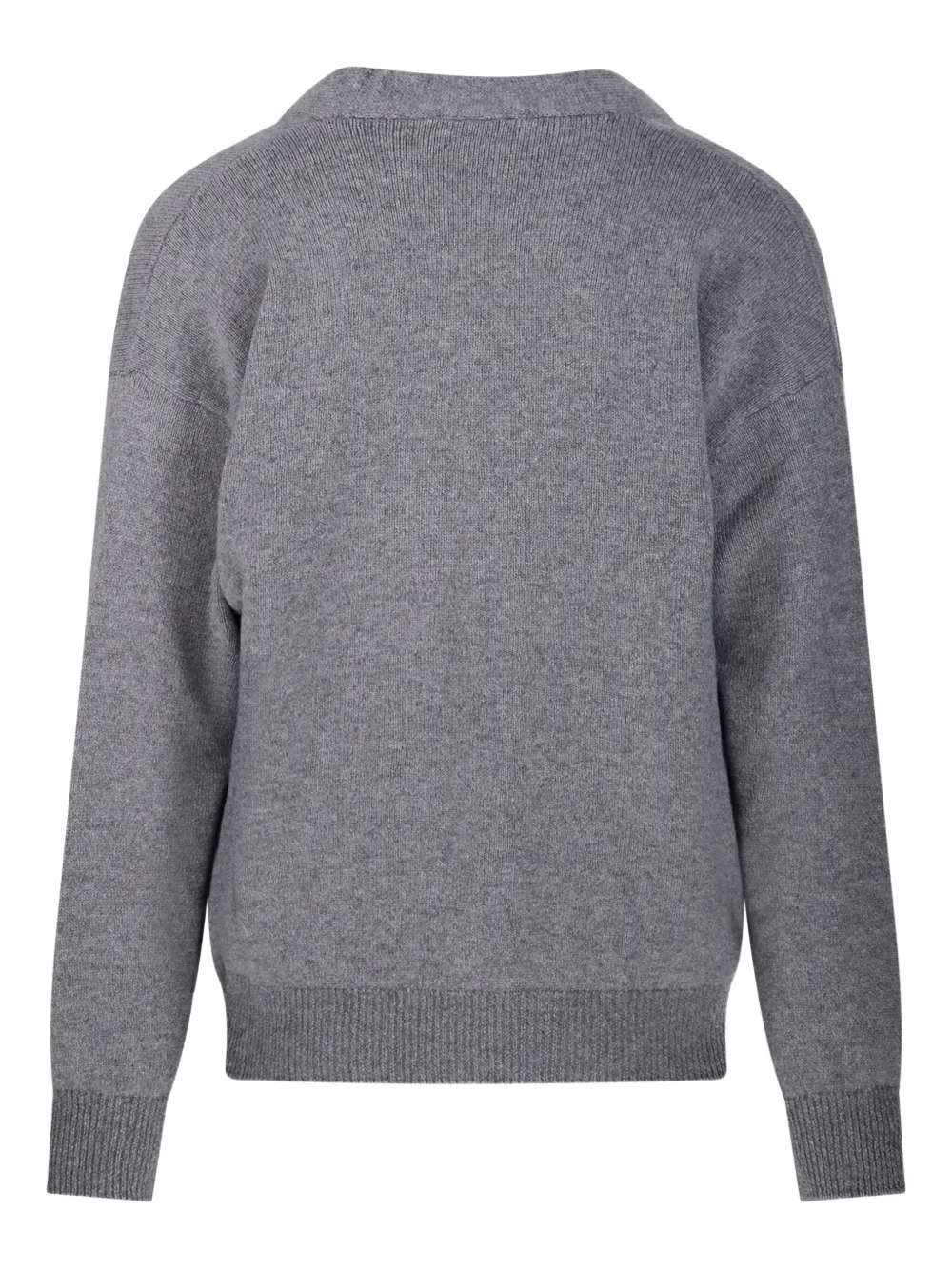 A Paper Kid Patch Pocket V-neck Cardigan In Gray