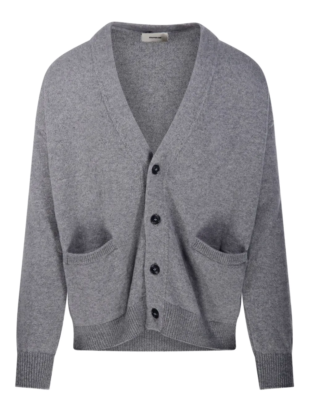 A Paper Kid Patch Pocket V-neck Cardigan In Gray