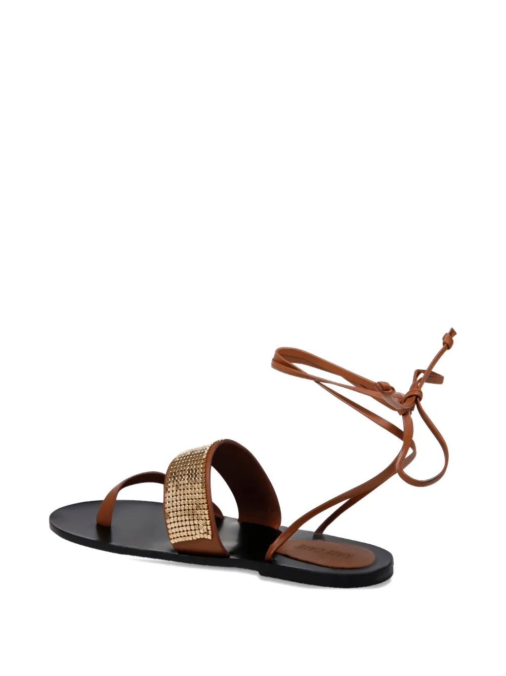 Kate Cate Ayda Crystal Laced Flat Sandal In Brown