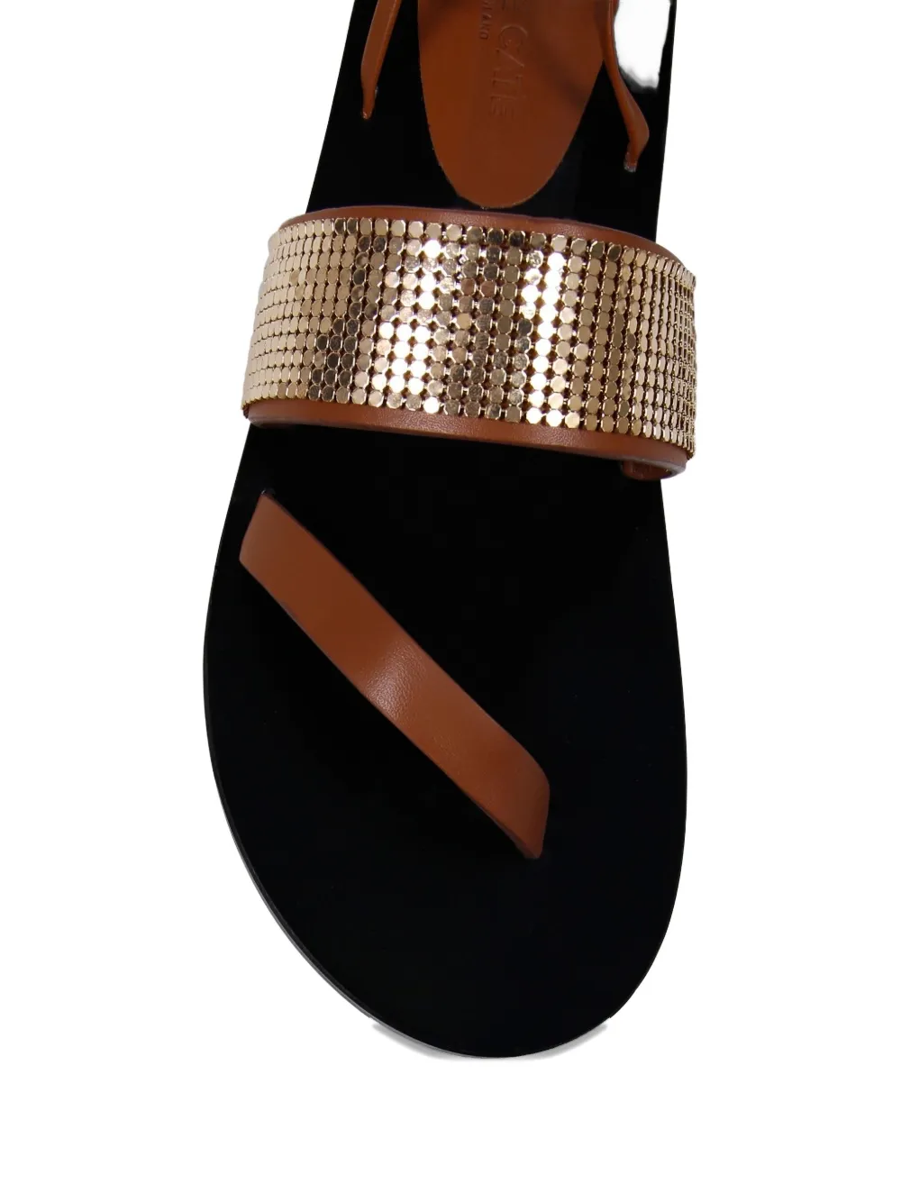 Kate Cate Ayda Crystal Laced Flat Sandal In Brown