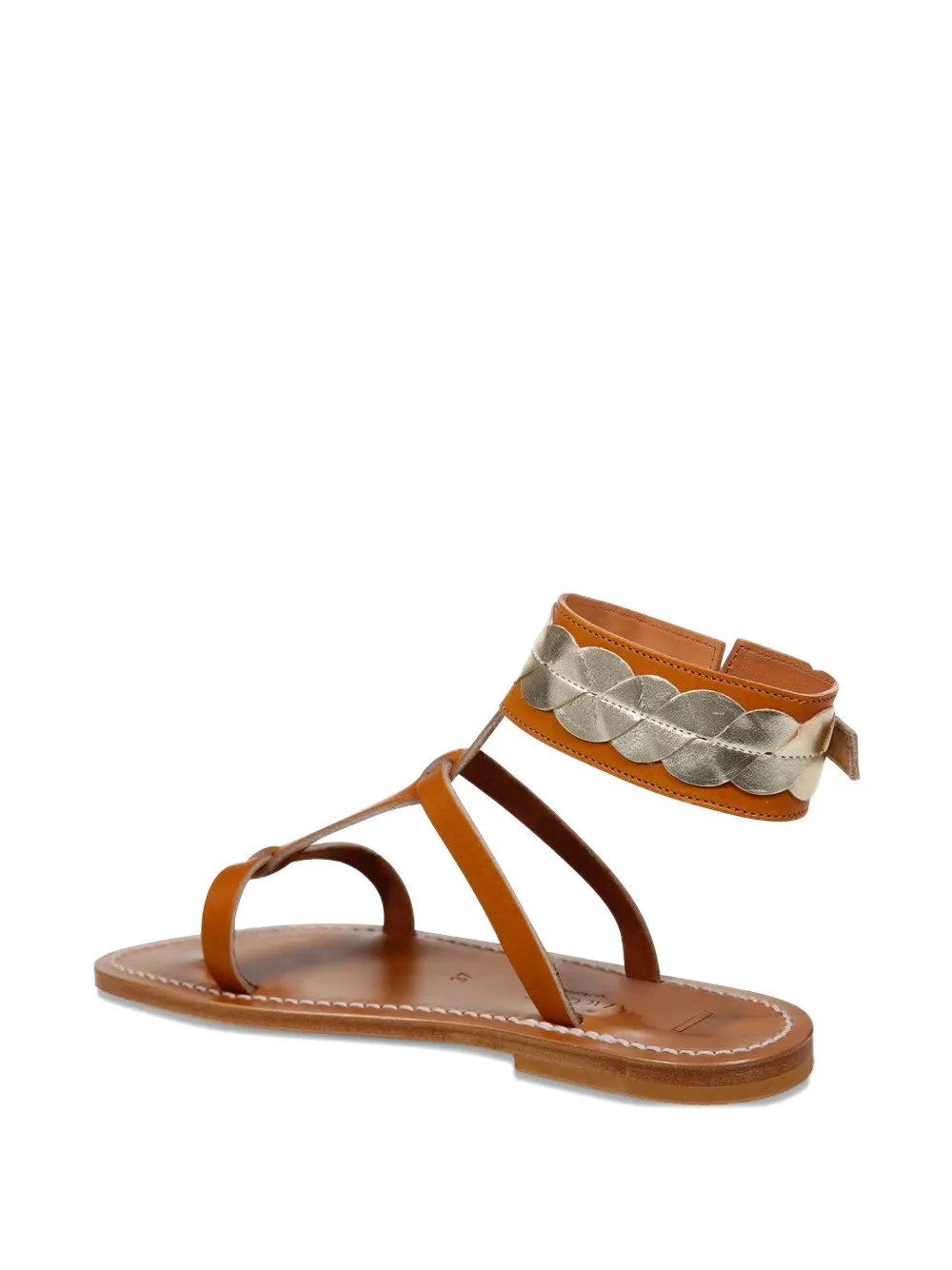 K. Jacques Platte leren sandalen Bruin