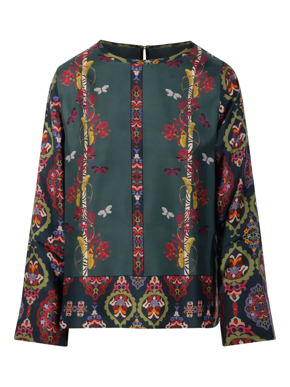 Franco Ferrari Floral Butterflies Print Blouse In Multi