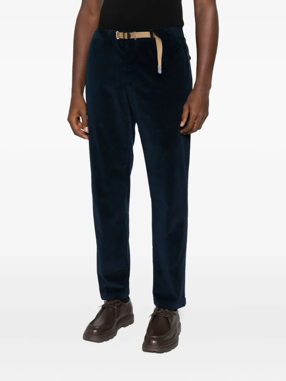 White Sand Fluwelen broek met ceintuur Blauw