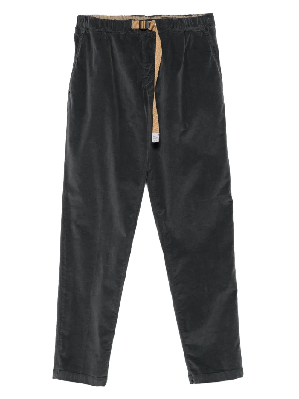 White Sand Cotton Belted Straight-leg Leg Trousers In Gray