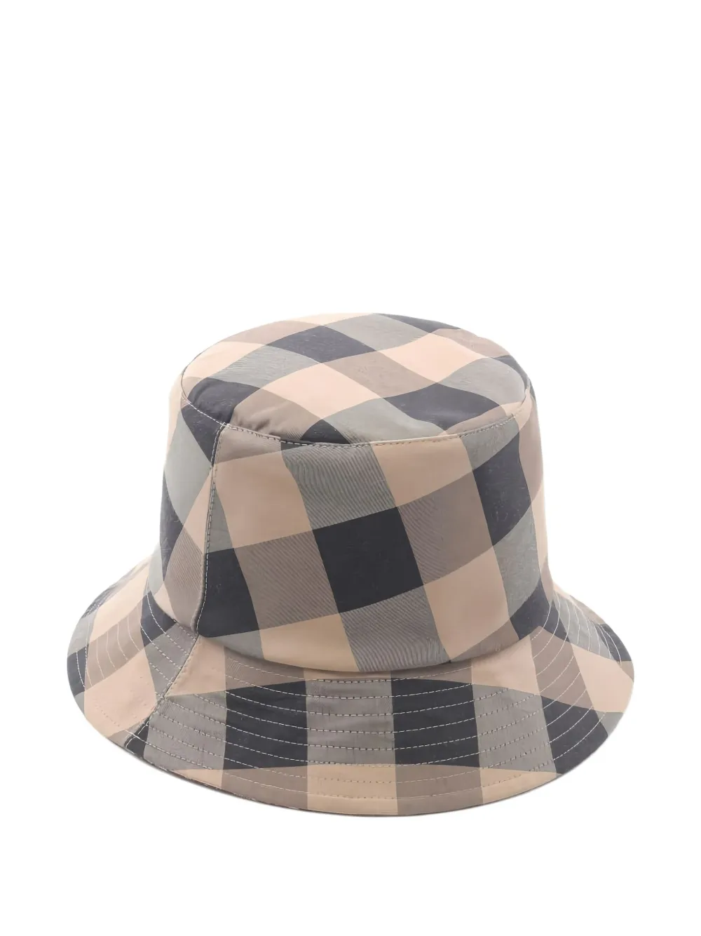 Pre-owned Dior Check-pattern Bucket Hat In Neutral