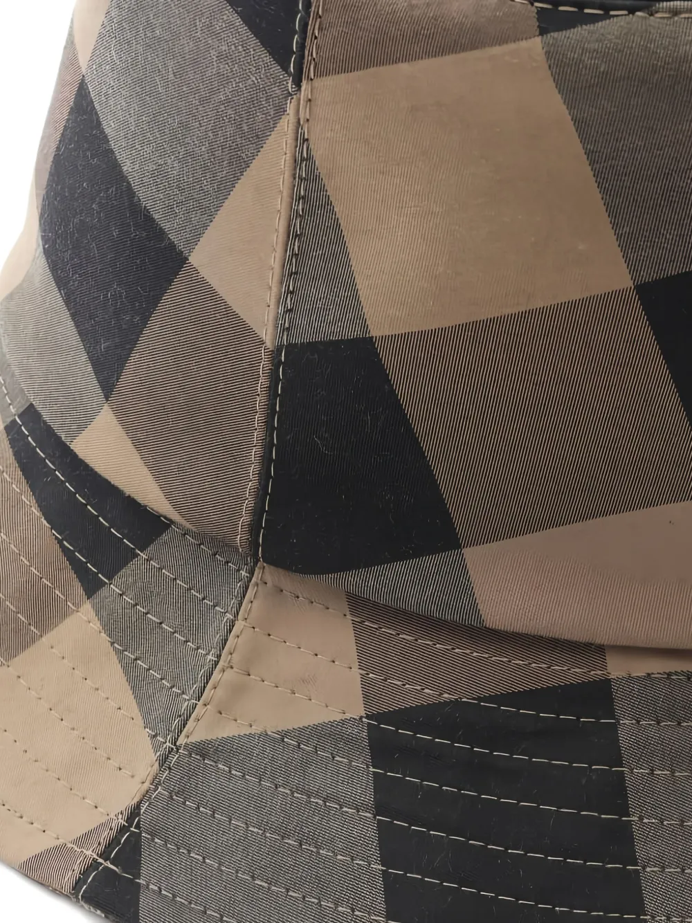 Pre-owned Dior Check-pattern Bucket Hat In Neutral