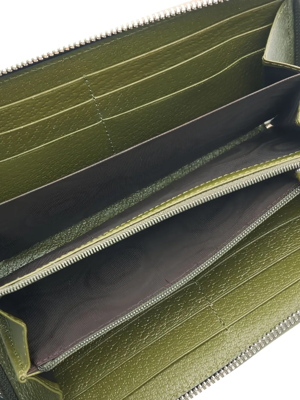 Pre-owned Gucci Gg-pattern Zip-around Wallet In Green