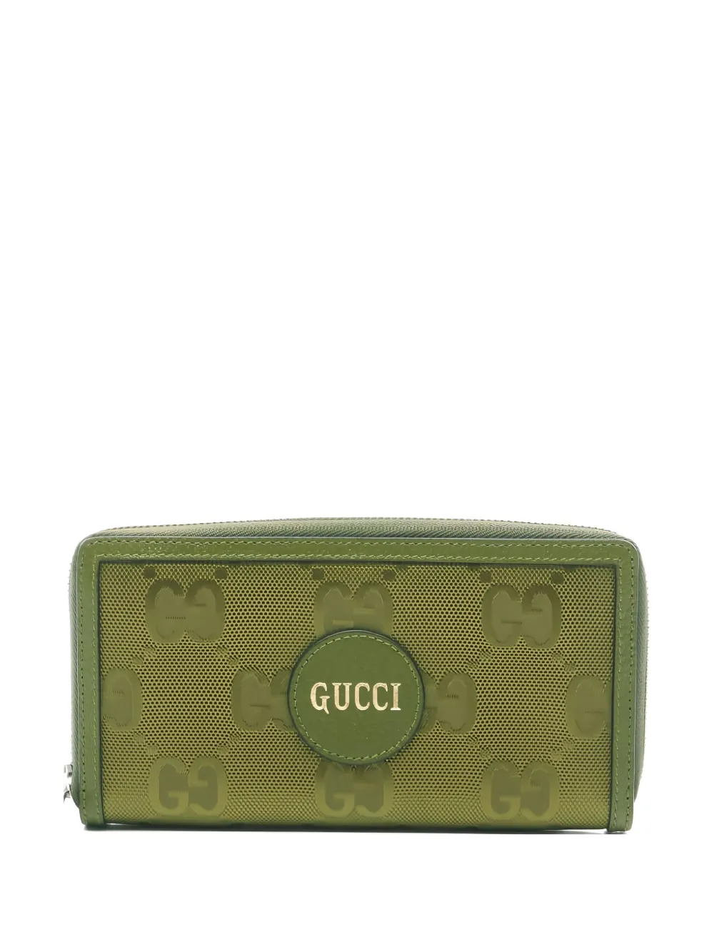 Pre-owned Gucci Gg-pattern Zip-around Wallet In Green