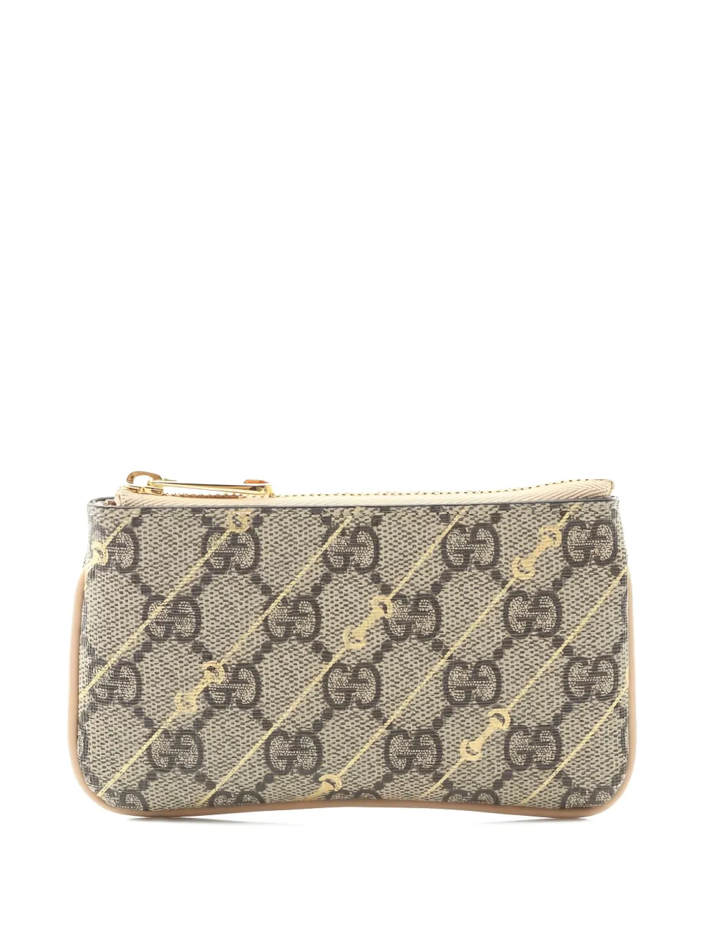 Pre-owned Gucci Horsebit Gg Supreme Coin Purse In Neutral